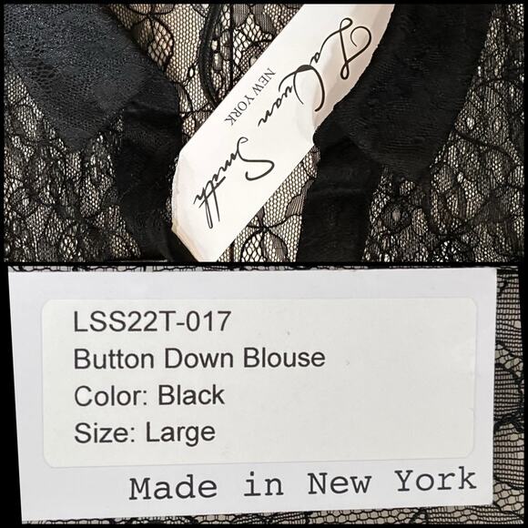 LAQUAN SMITH Lace Button Down Shirt SZ L $495 - Picture 16 of 16